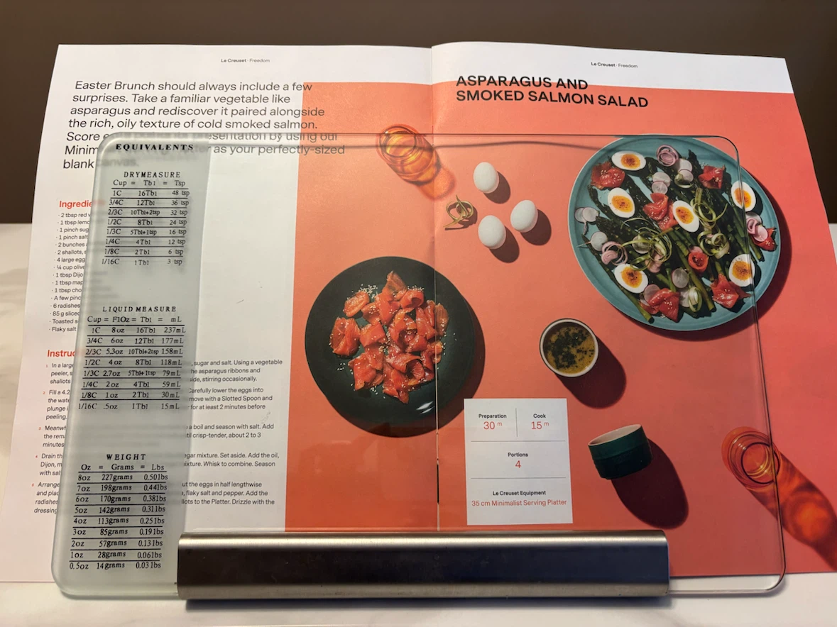Glass cookbook stand with equivalents measurement guide - photo 5