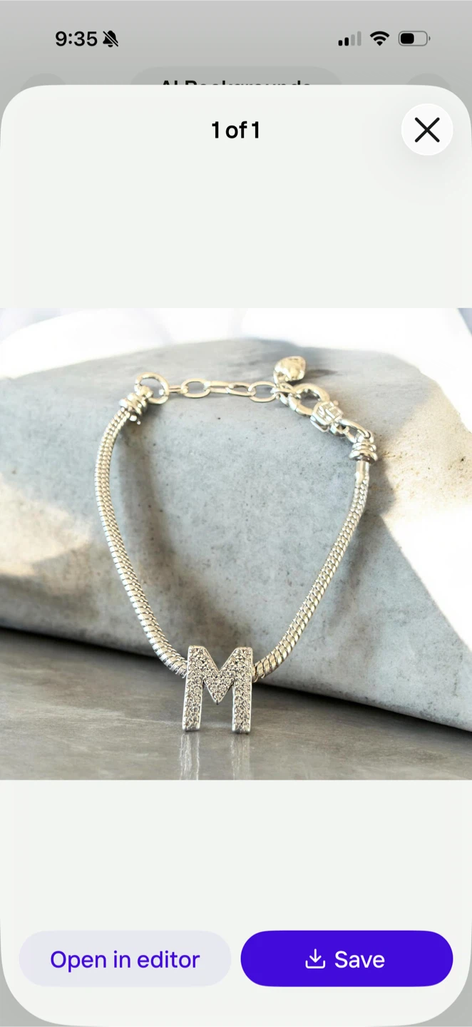 Stainless Steel Bracelet with 'M' Charm
