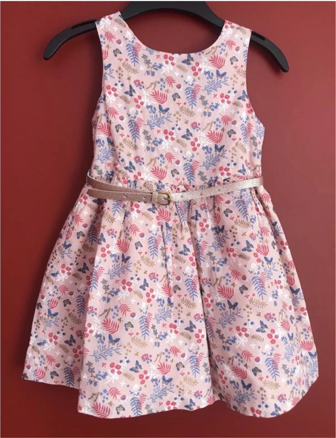 NEW Girls Floral Summer Dress, Gold Shimmer Size 2-3Y (90-102cm) - photo 2