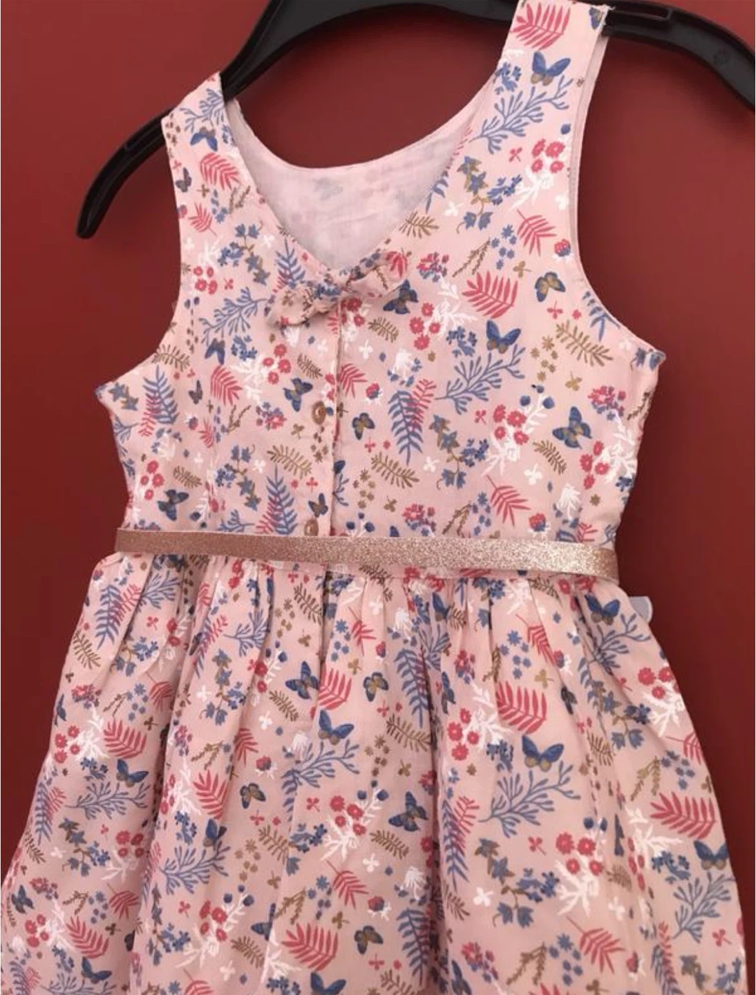 NEW Girls Floral Summer Dress, Gold Shimmer Size 2-3Y (90-102cm) - photo 4
