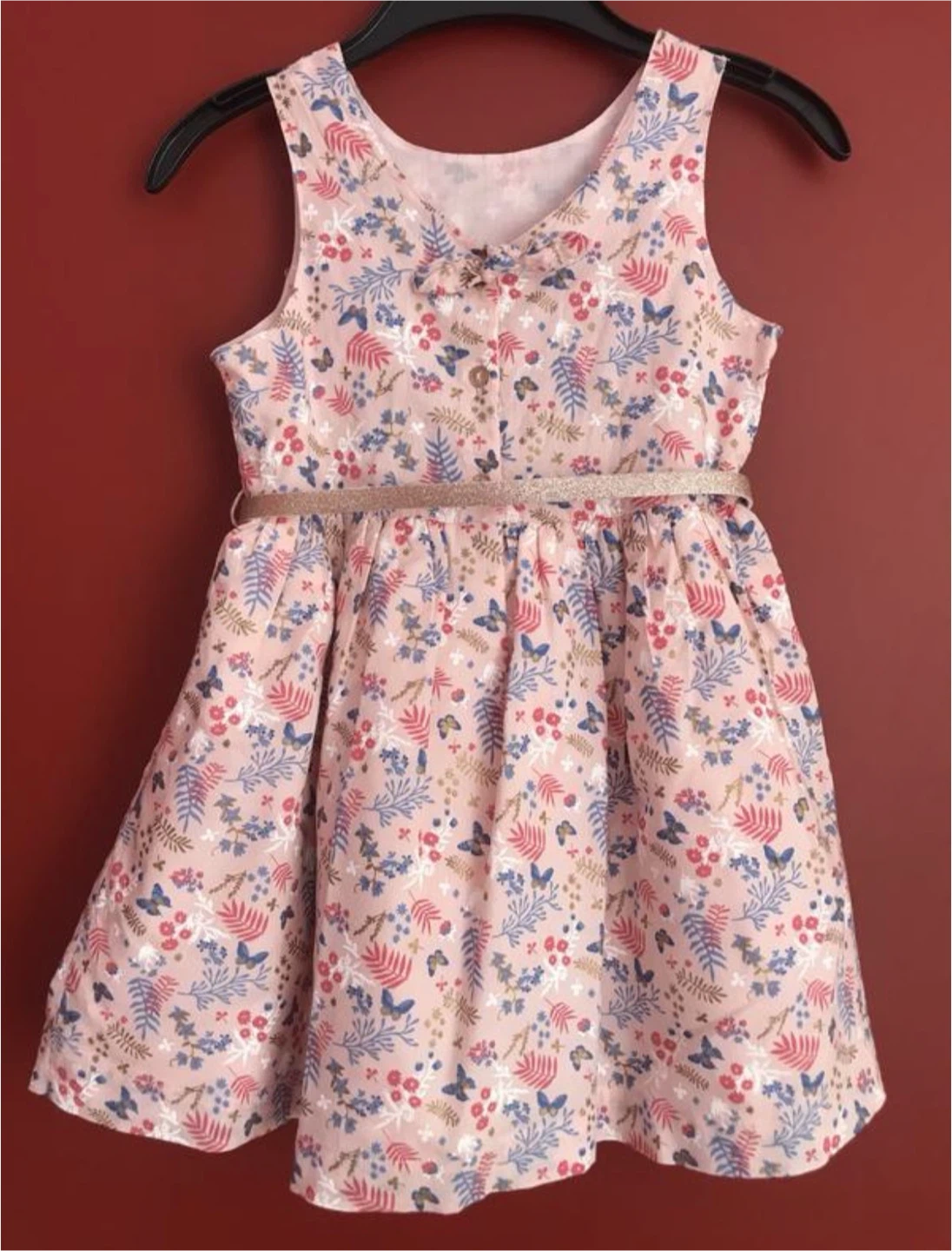 NEW Girls Floral Summer Dress, Gold Shimmer Size 2-3Y (90-102cm) - photo 5
