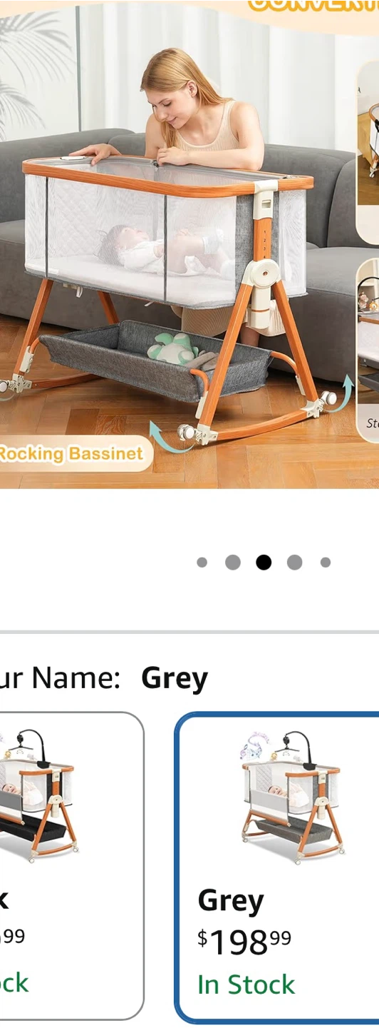 Grey Rocking Bassinet
