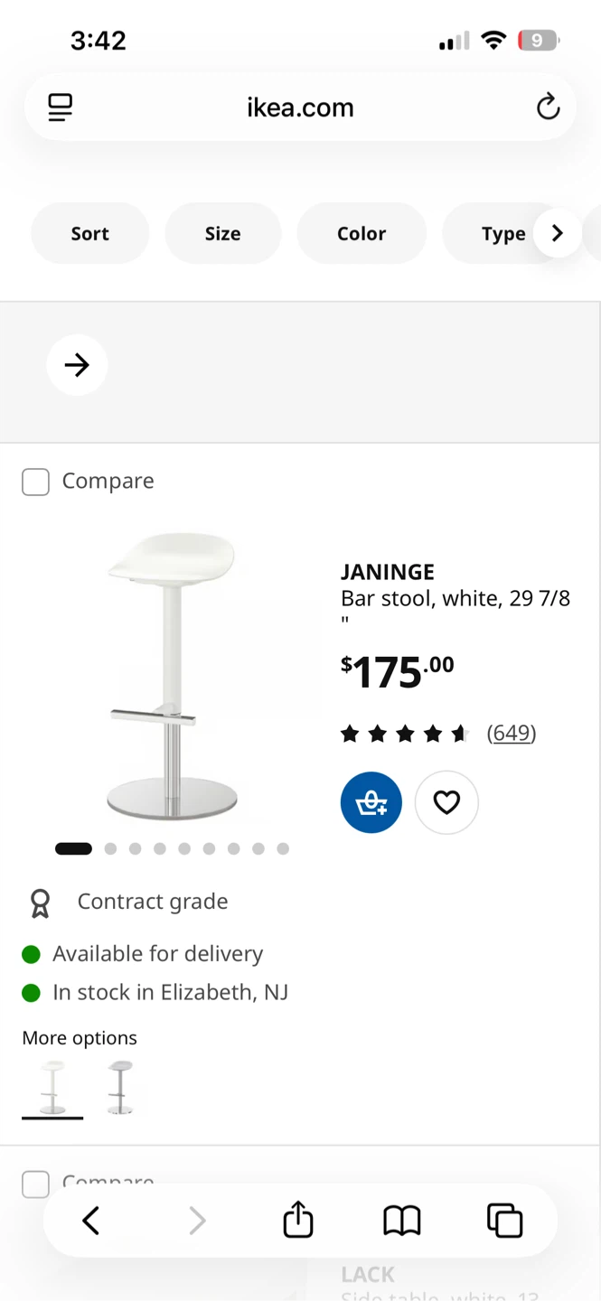 IKEA JANINGE Bar Stool White - photo 2