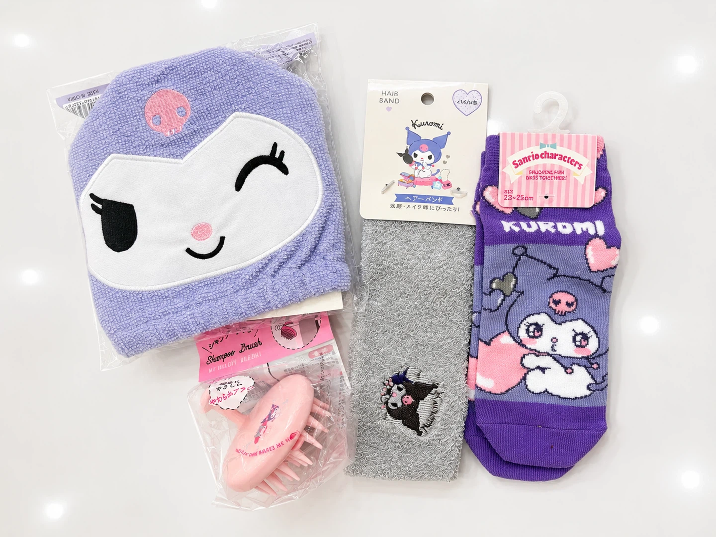 Perfect Gift Set♡Kuromi Hair Band, Socks, and Shampoo Brush Set