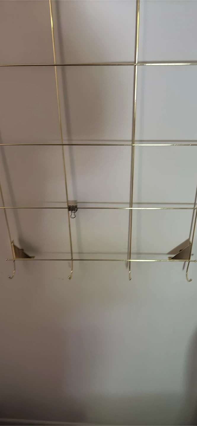 Gold Wire Wall Shelf with Hooks