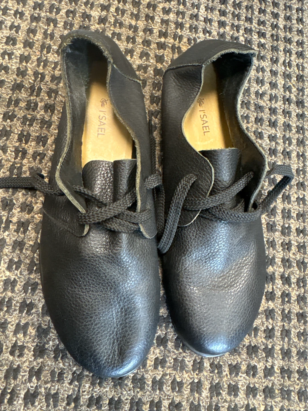 Black Leather Flats