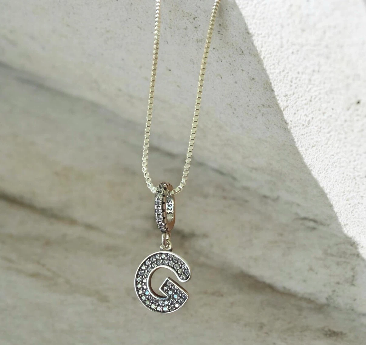 Letter G Charm Necklace with "S925" Stamp