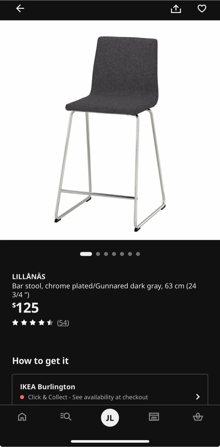 IKEA LILLANAS Bar Stool Grey - photo 2
