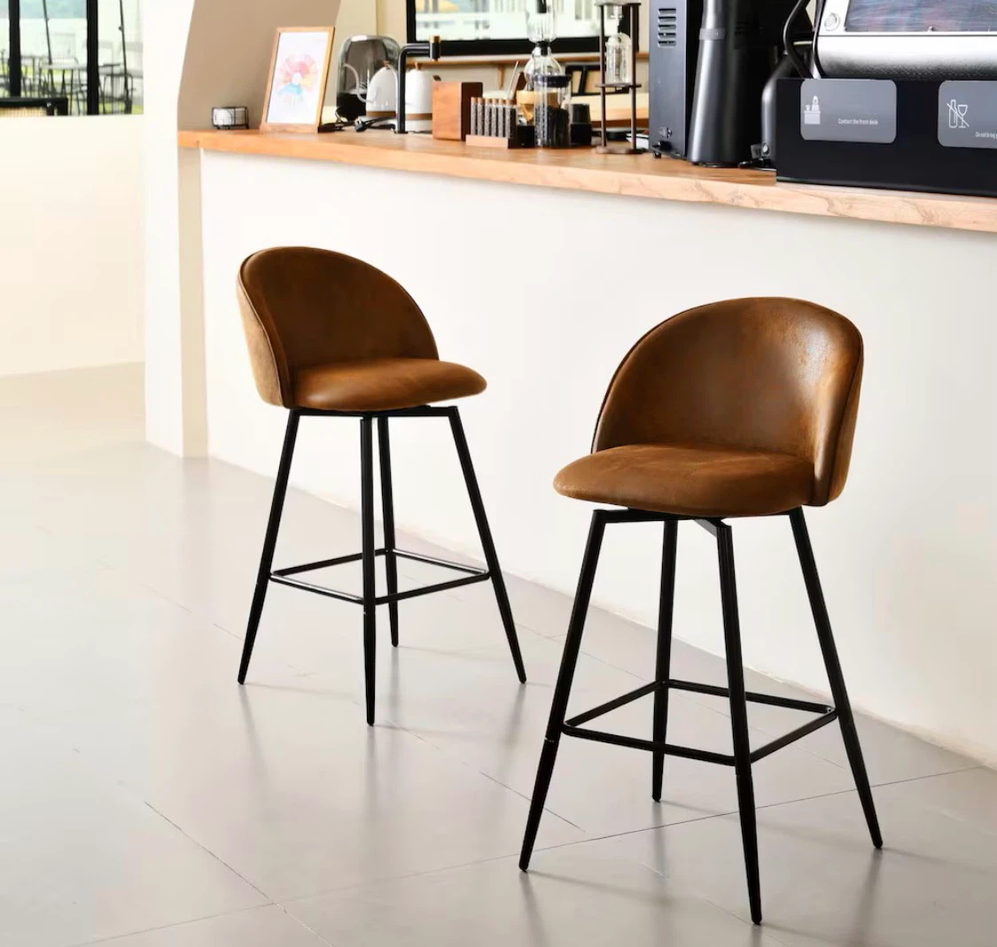 Set of 2 Barstools 26” Brown/ New - photo 3
