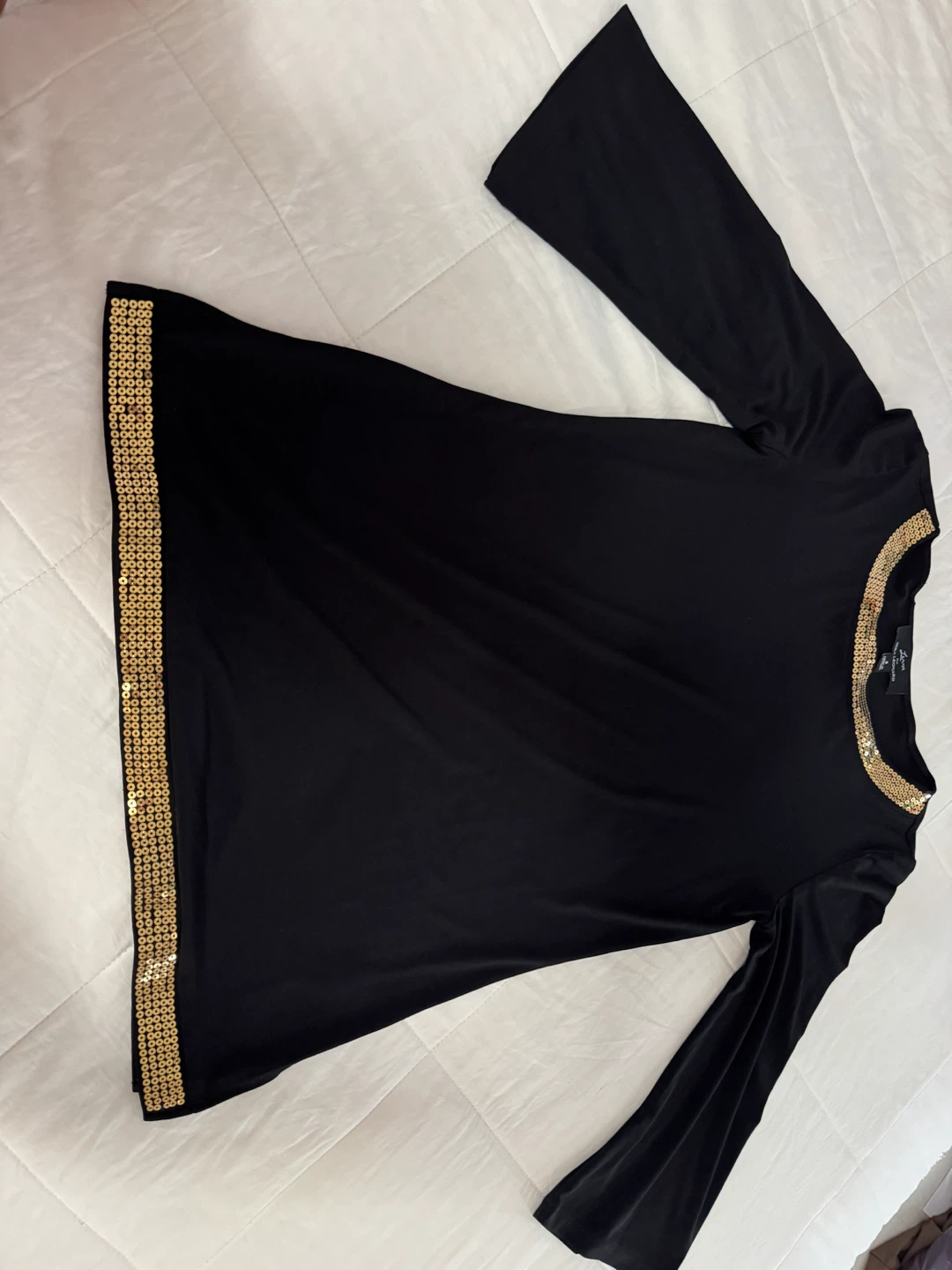 Lennie for Nina Leonard Black Sequin Trim Dress Size S