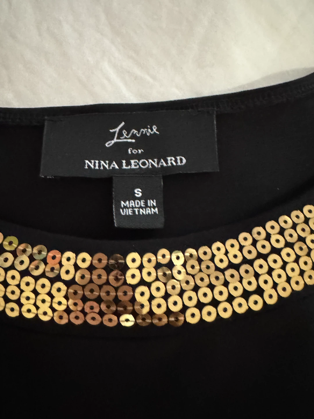 Lennie for Nina Leonard Black Sequin Trim Dress Size S - photo 2
