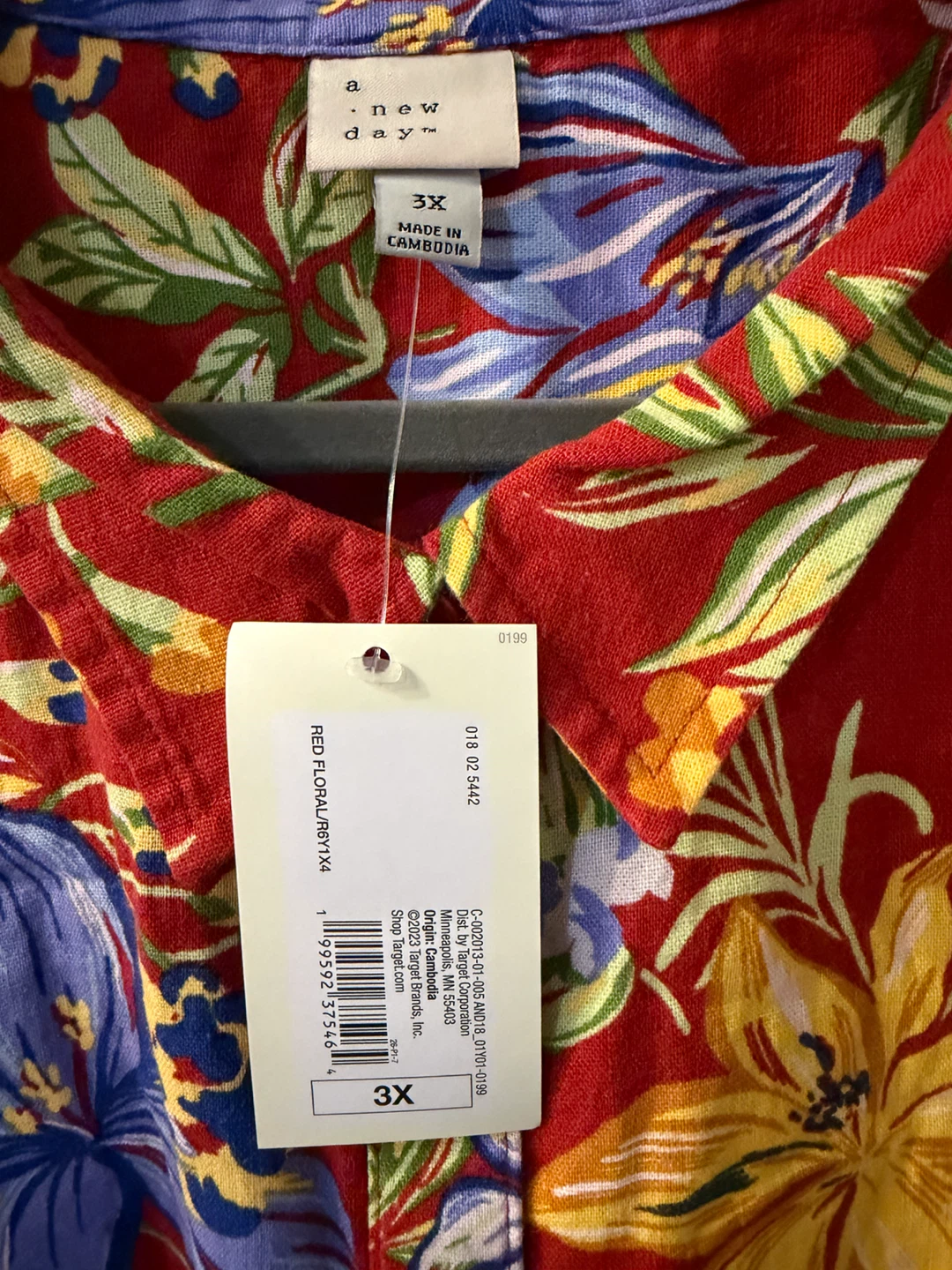 NWT Women’s 3X A New Day Red Floral Linen Blend Shirt - photo 2