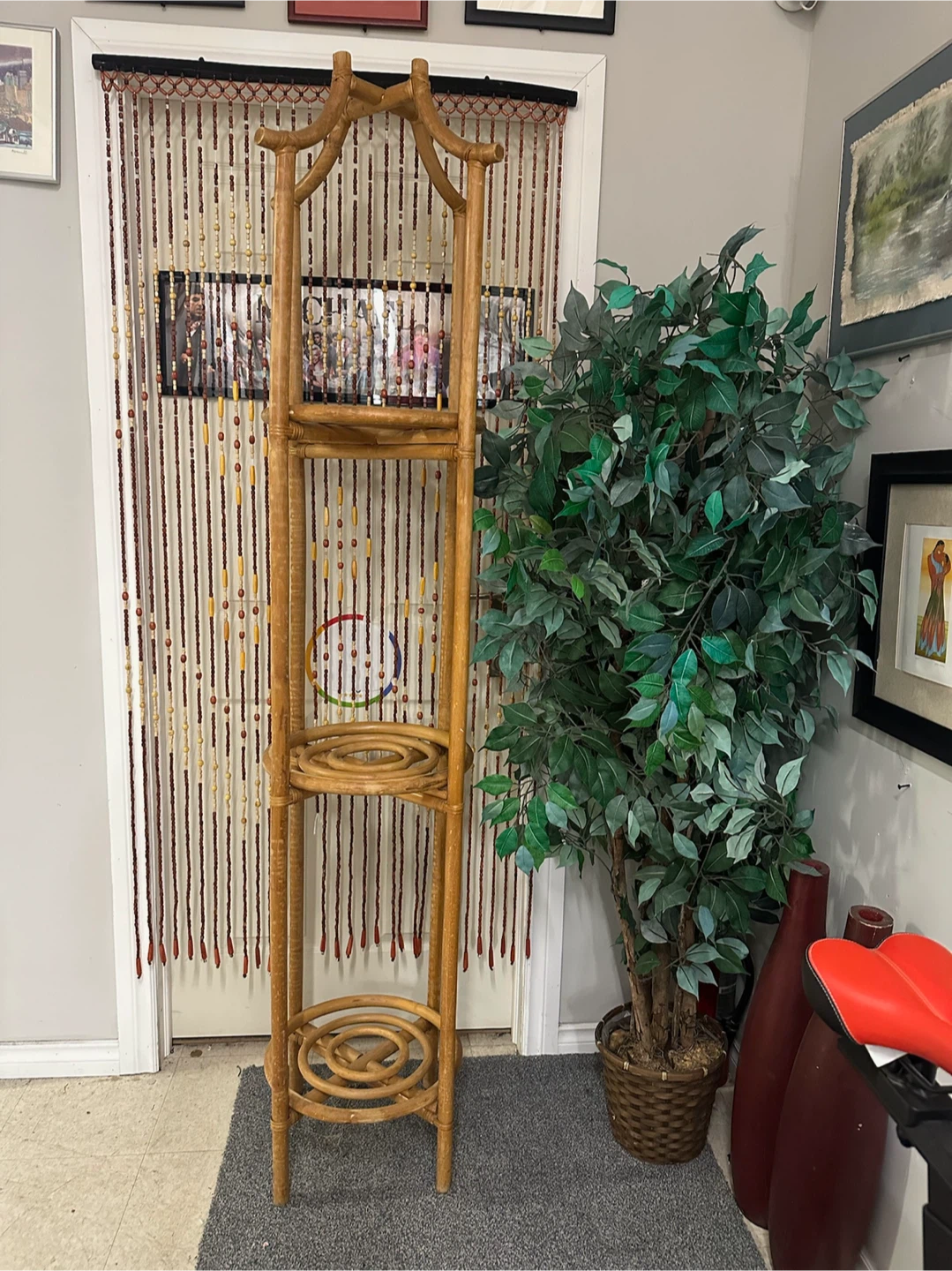 Vintage Bamboo & Rattan Plant Stand