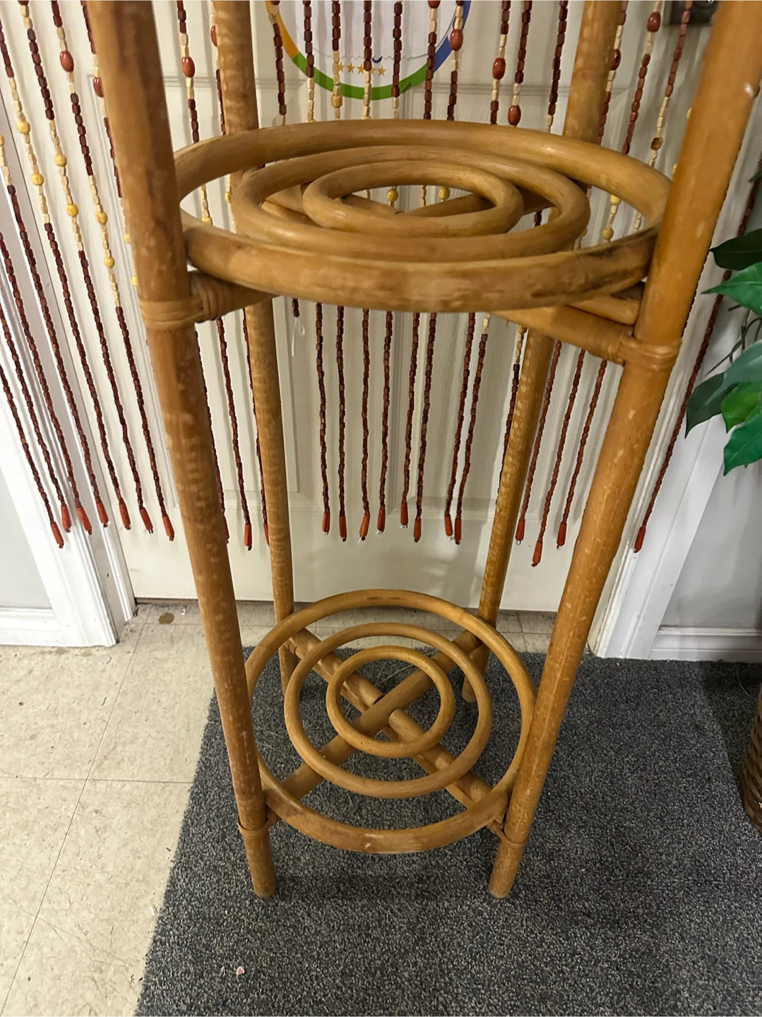 Vintage Bamboo & Rattan Plant Stand - photo 3