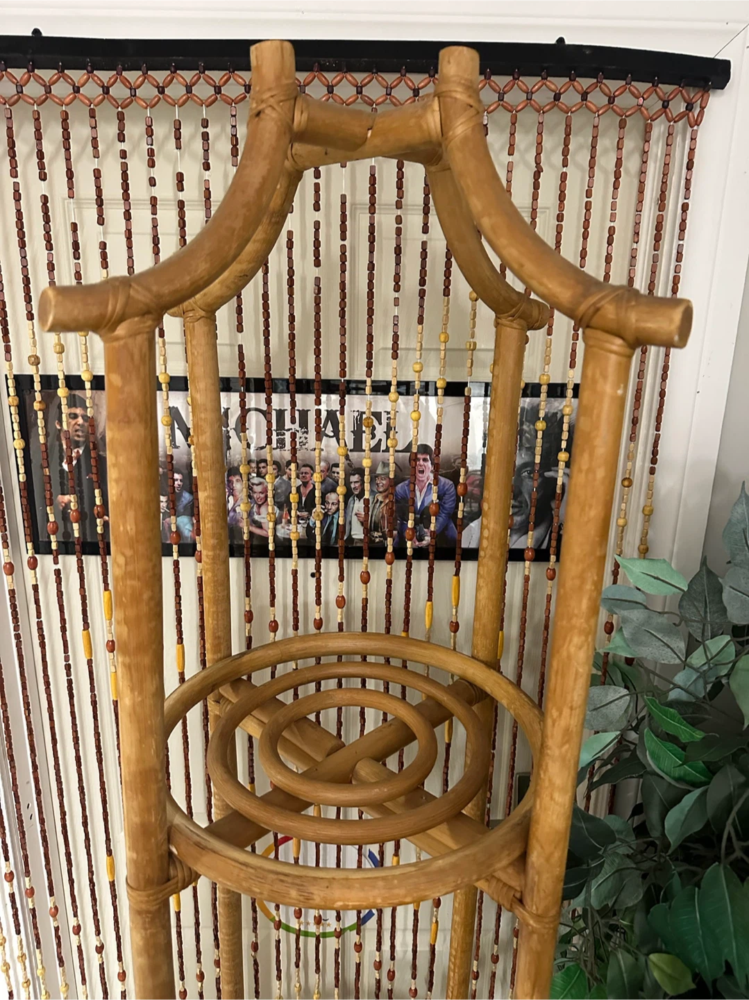 Vintage Bamboo & Rattan Plant Stand - photo 4