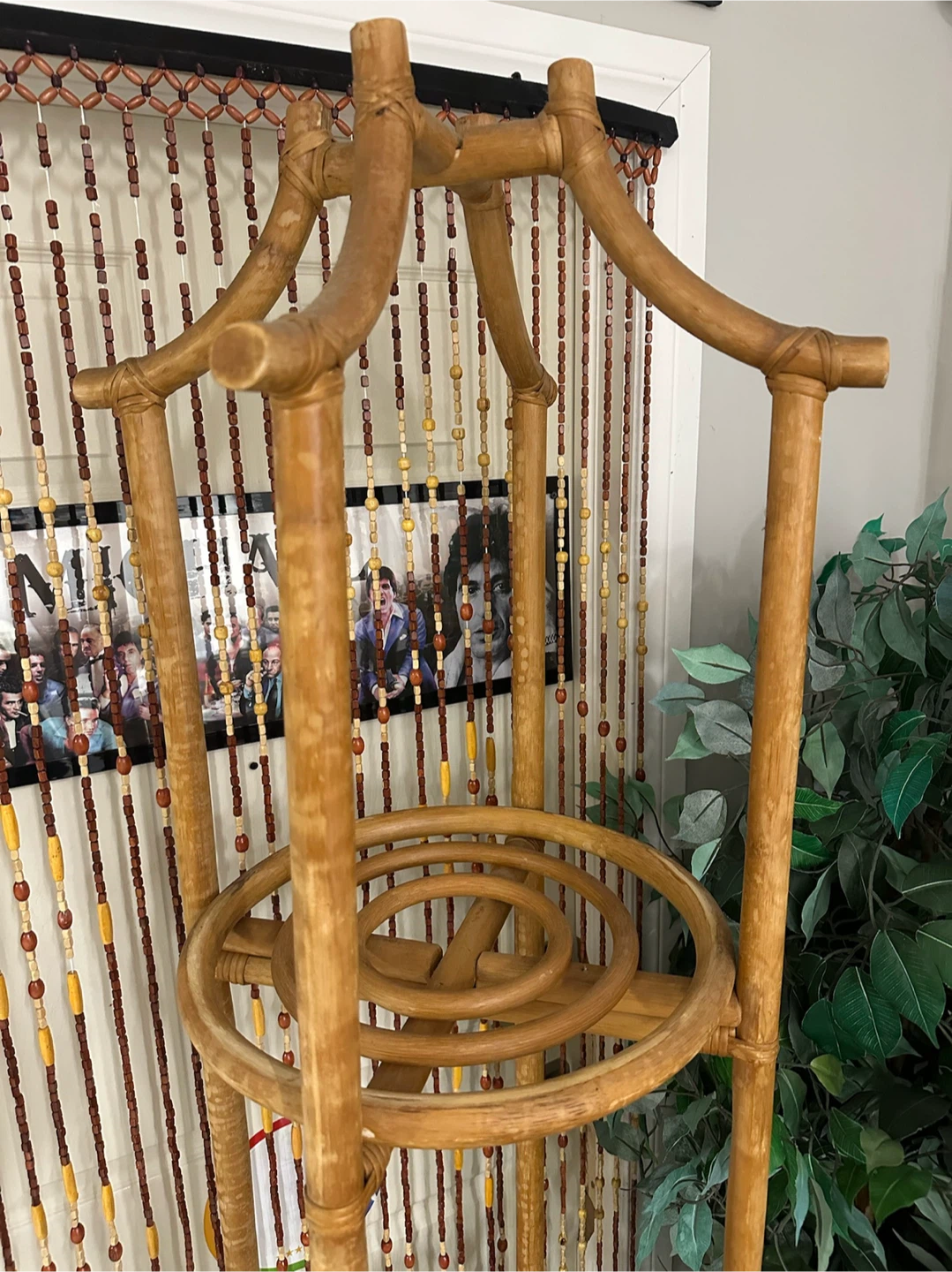 Vintage Bamboo & Rattan Plant Stand - photo 5