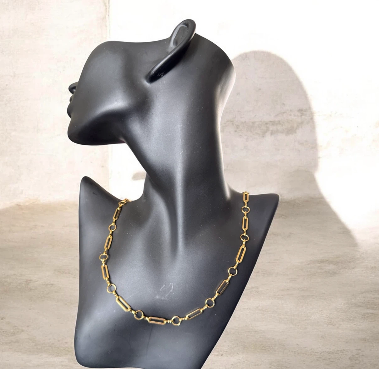 Gold-tone chain necklace with geometric links