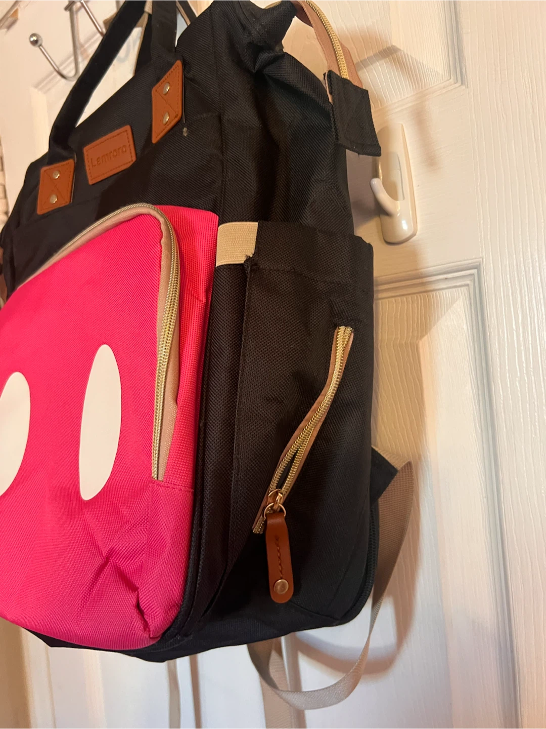 Lamroro Diaper Bag Backpack - Black/Pink Mickey Mouse Design - photo 3