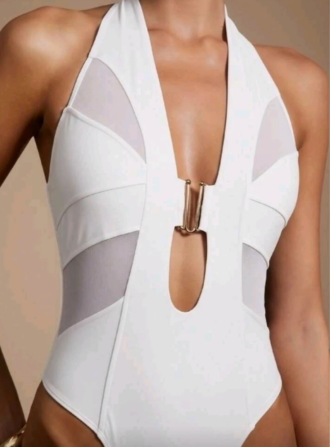 White Halter Neck bodysuit