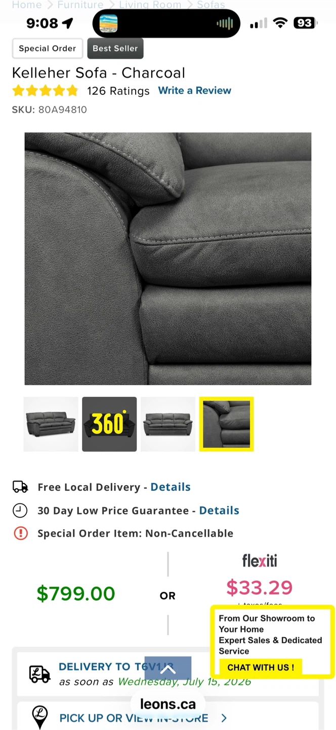 NEW IN BOX-Chsrcoal leather 3 seater sofa - photo 2