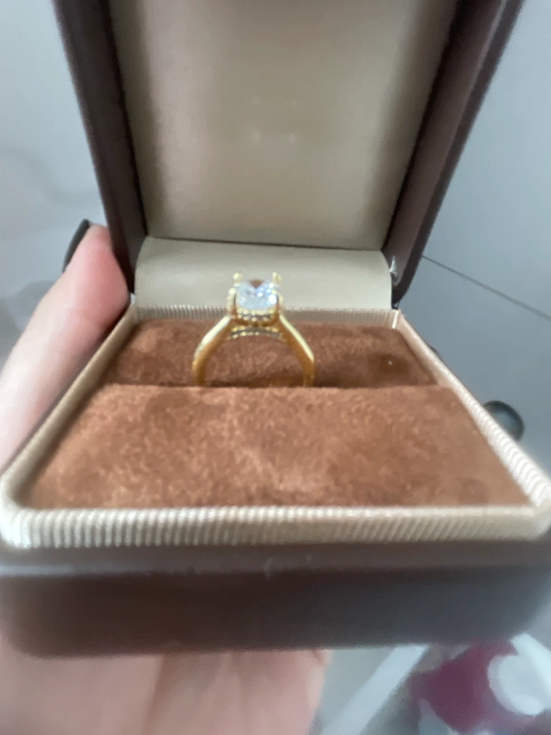 Gold Engagement Ring with Oval Diamond - photo 2