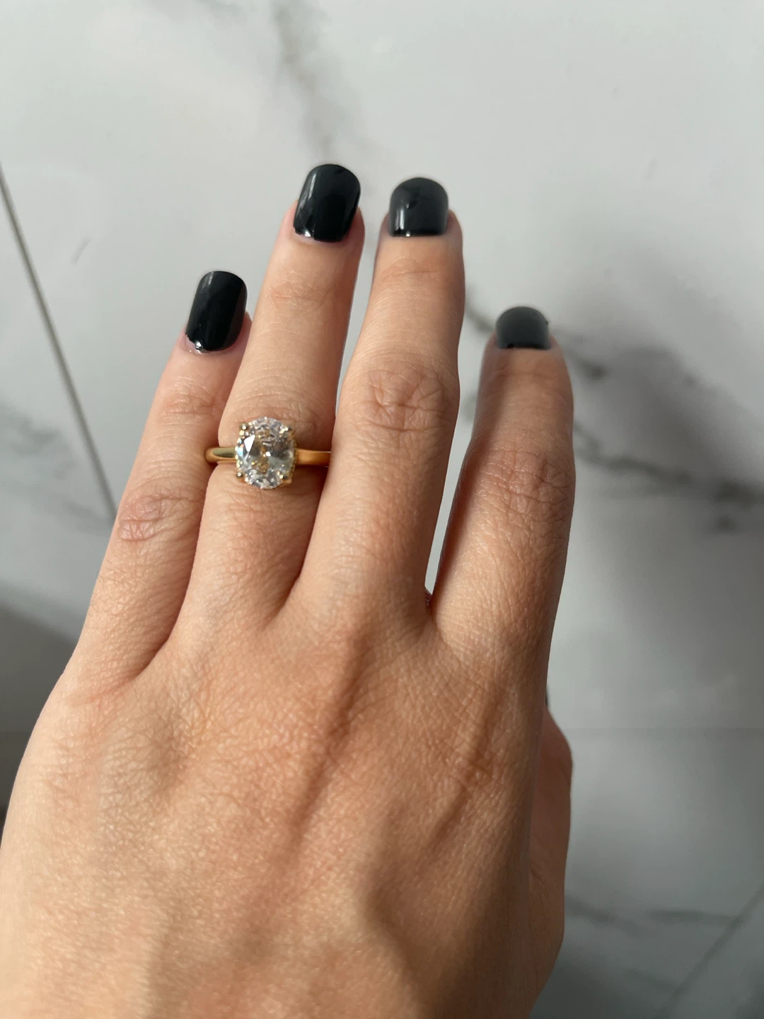 Gold Engagement Ring with Oval Diamond - photo 4