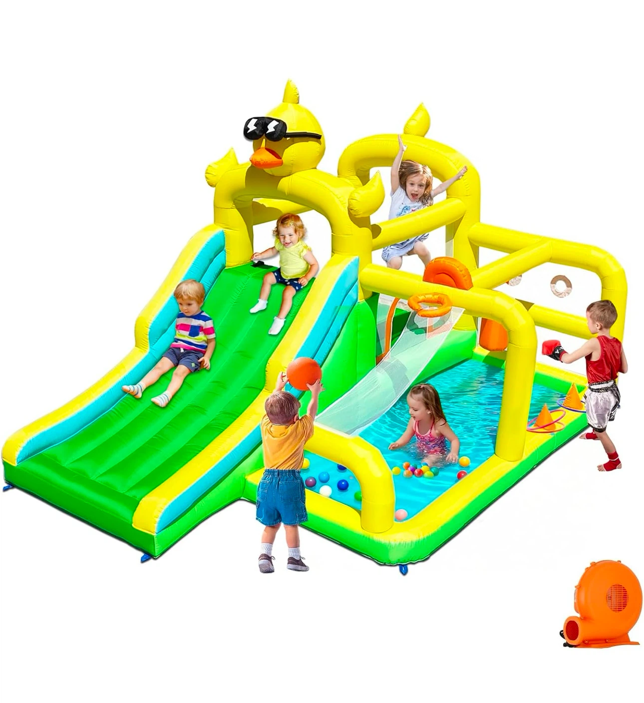 Inflatable Bounce with Ball Pit and Basketball Hoop