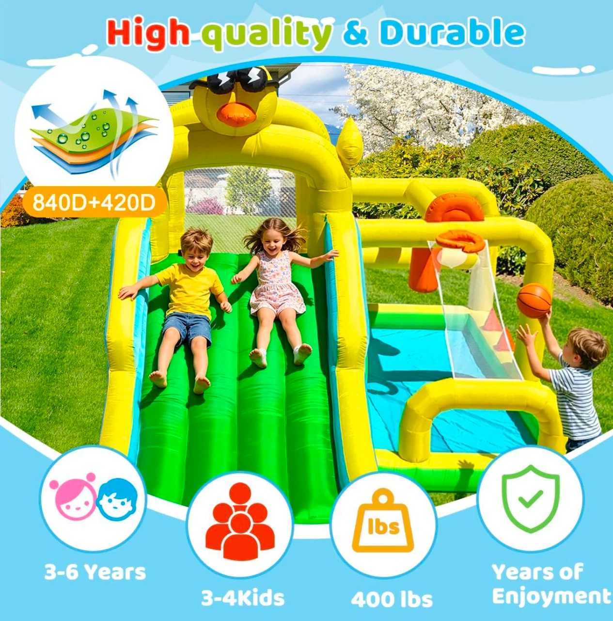 Inflatable Bounce with Ball Pit and Basketball Hoop - photo 5