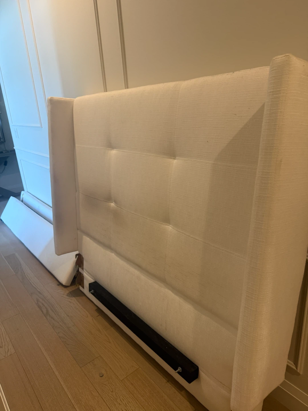 Urban barn white upholstered bedframecand headboard