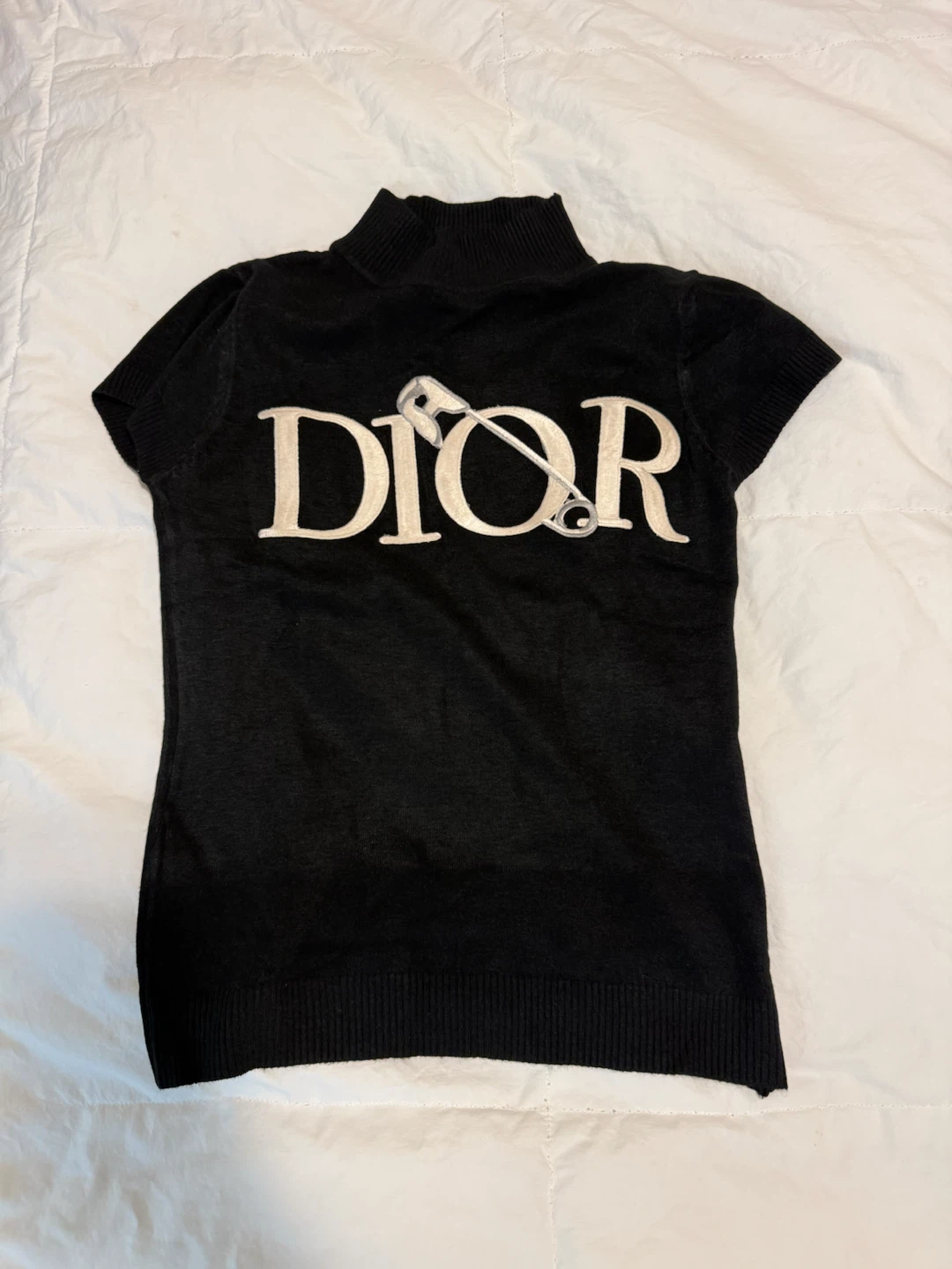 Inspired Dior Black Knit Top with Safety Pin Detail
