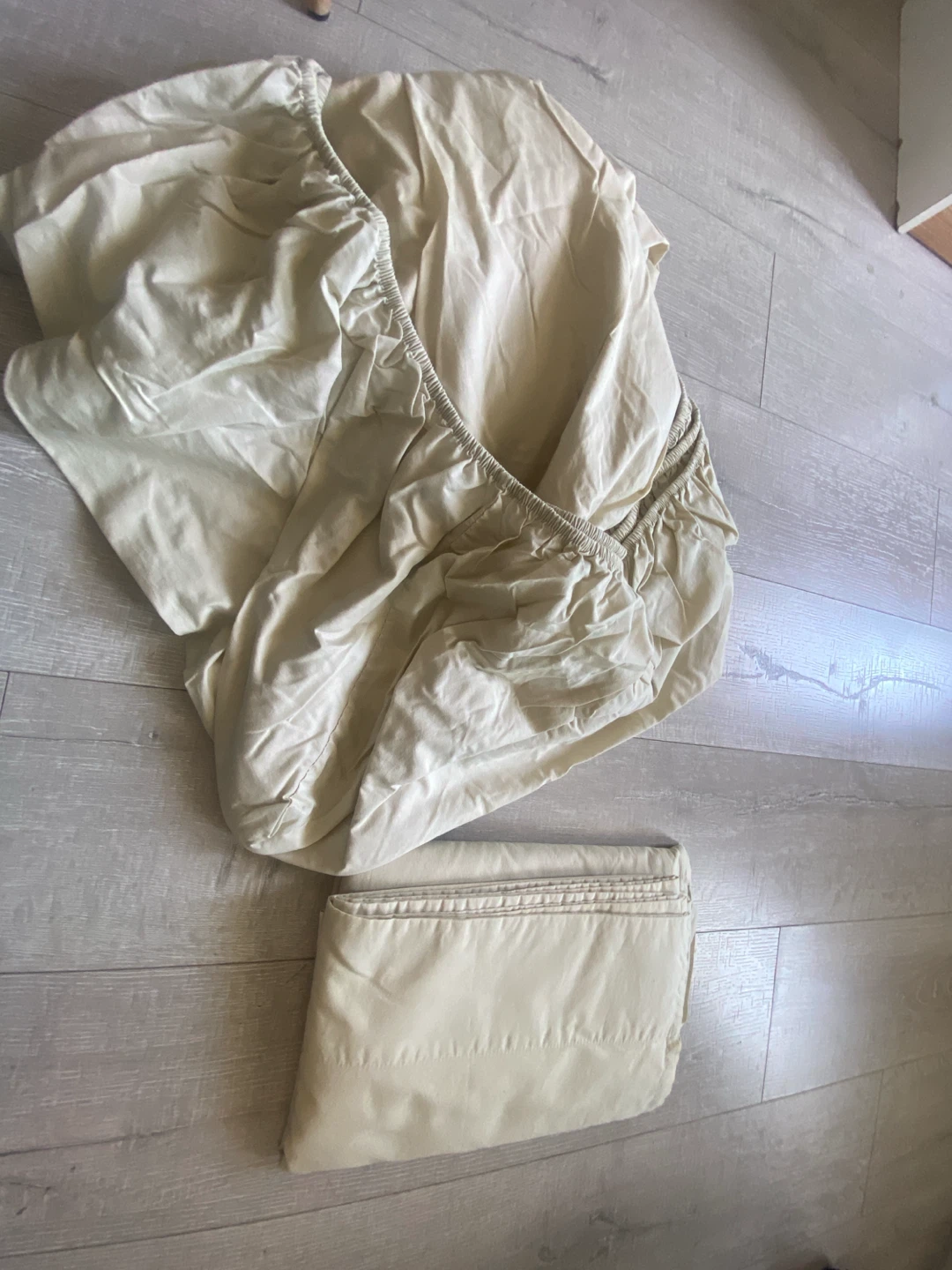 King Size Linen Sheet Set – Flat & Fitted Sheet – Cream/Ivory