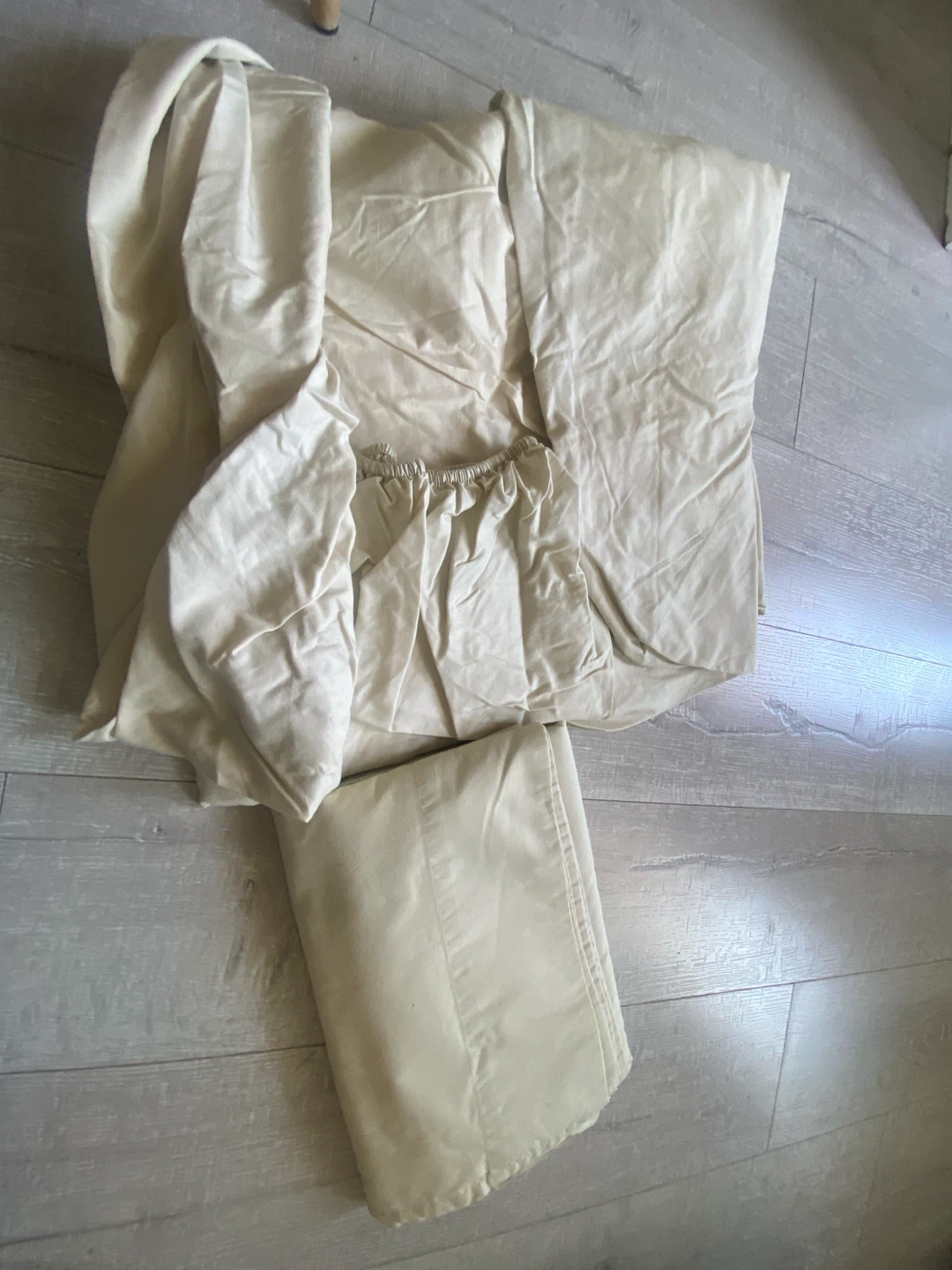 King Size Linen Sheet Set – Flat & Fitted Sheet – Cream/Ivory - photo 4