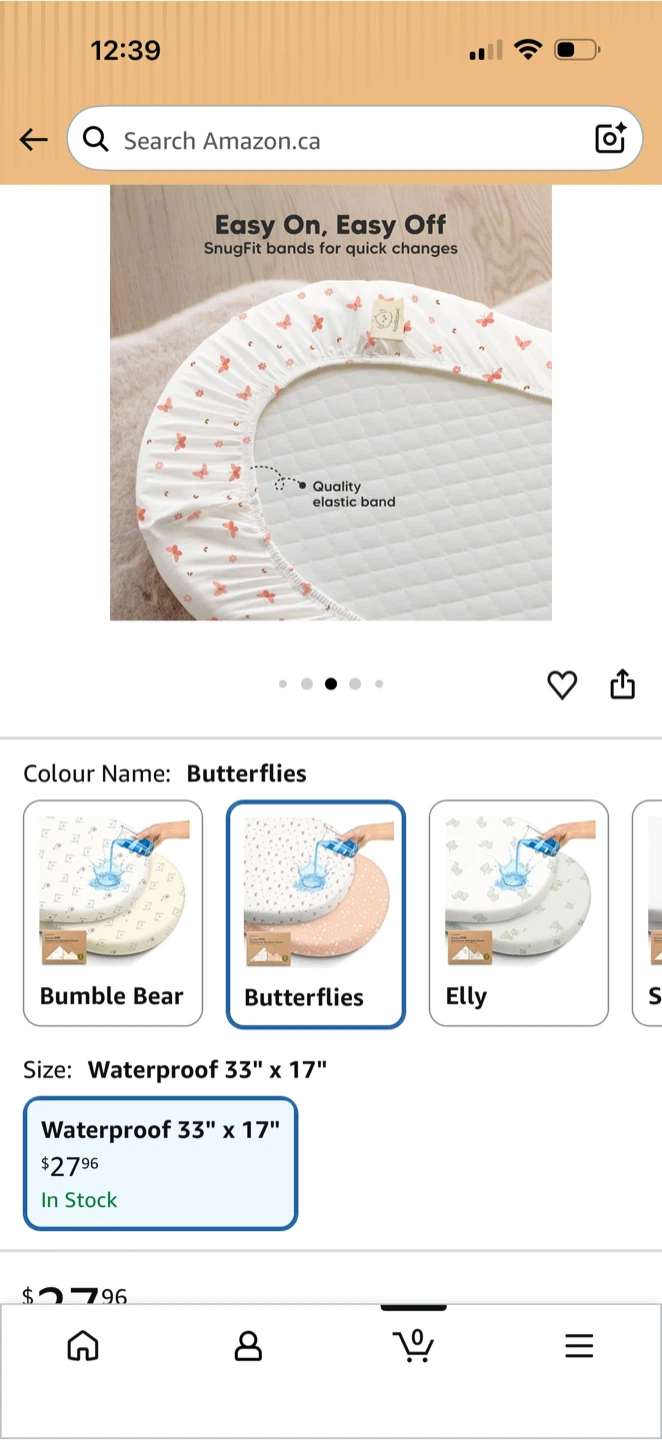 Waterproof Bassinet SheetsButterflies - 33" x 17"