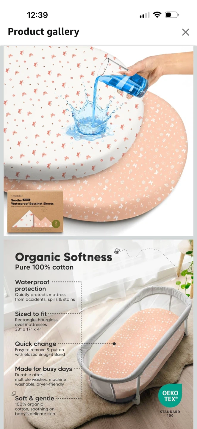 Waterproof Bassinet SheetsButterflies - 33" x 17" - photo 3