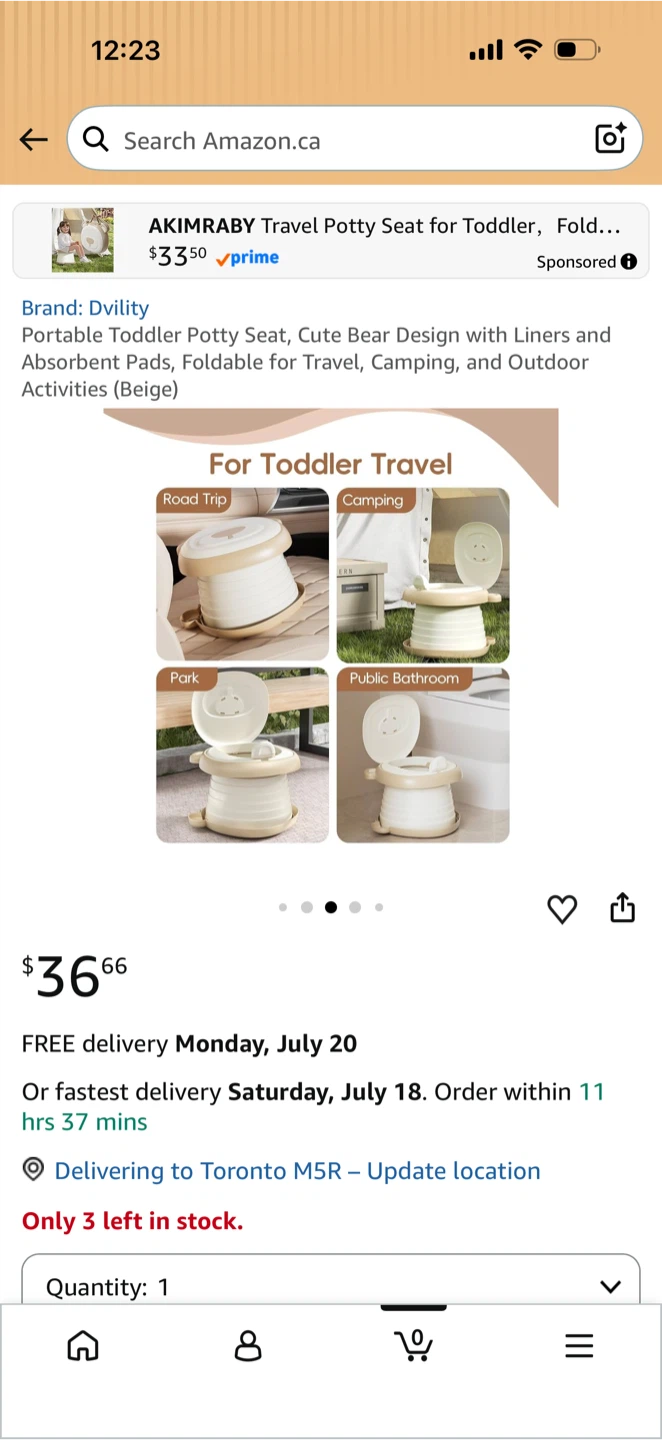 Dvility Portable Toddler Potty Seat - Beige