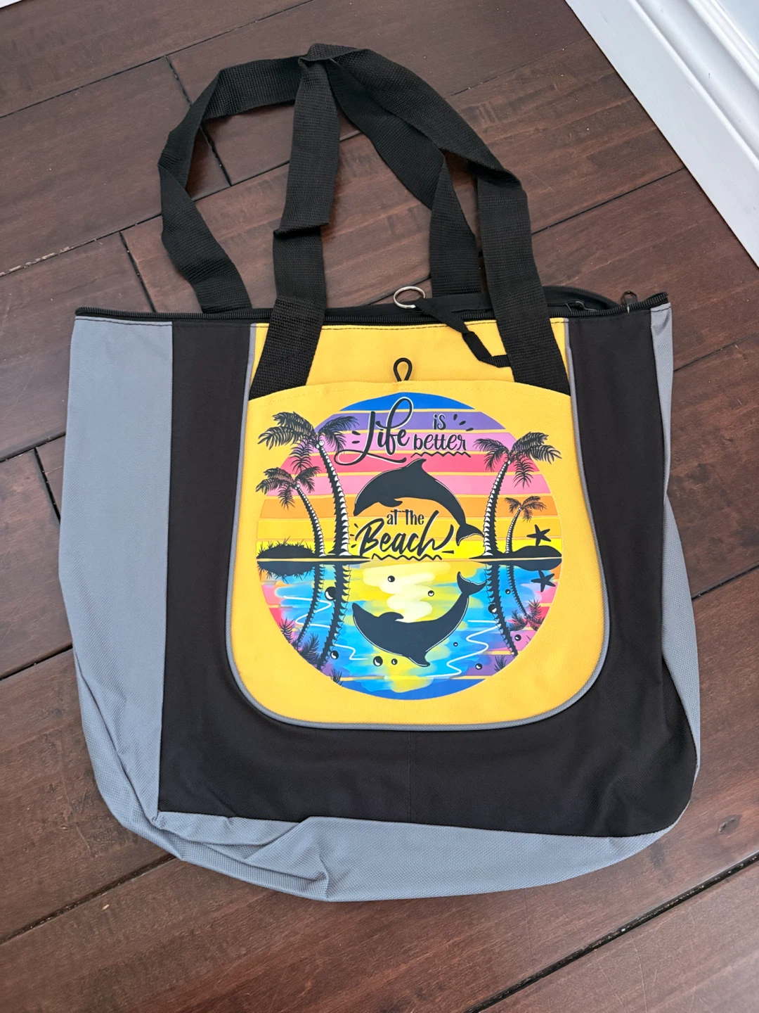 Graphic Tote Bag~grey/yellow/black