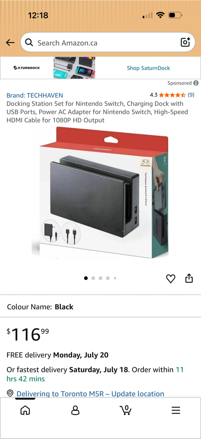 TECHHAVEN Docking Station Set for Nintendo Switch, Black