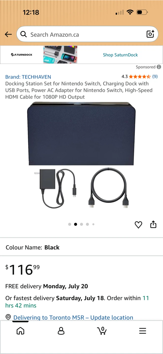 TECHHAVEN Docking Station Set for Nintendo Switch, Black - photo 2