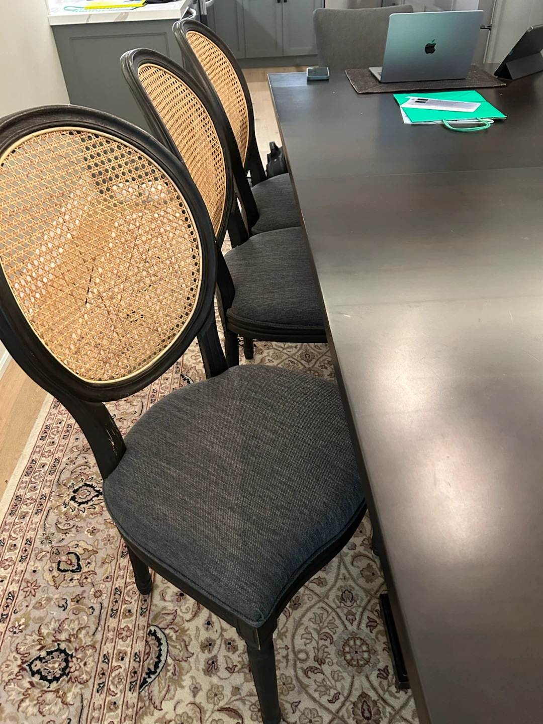 Set of 6 Dark Wood Cane Back Dining Chairs - photo 4