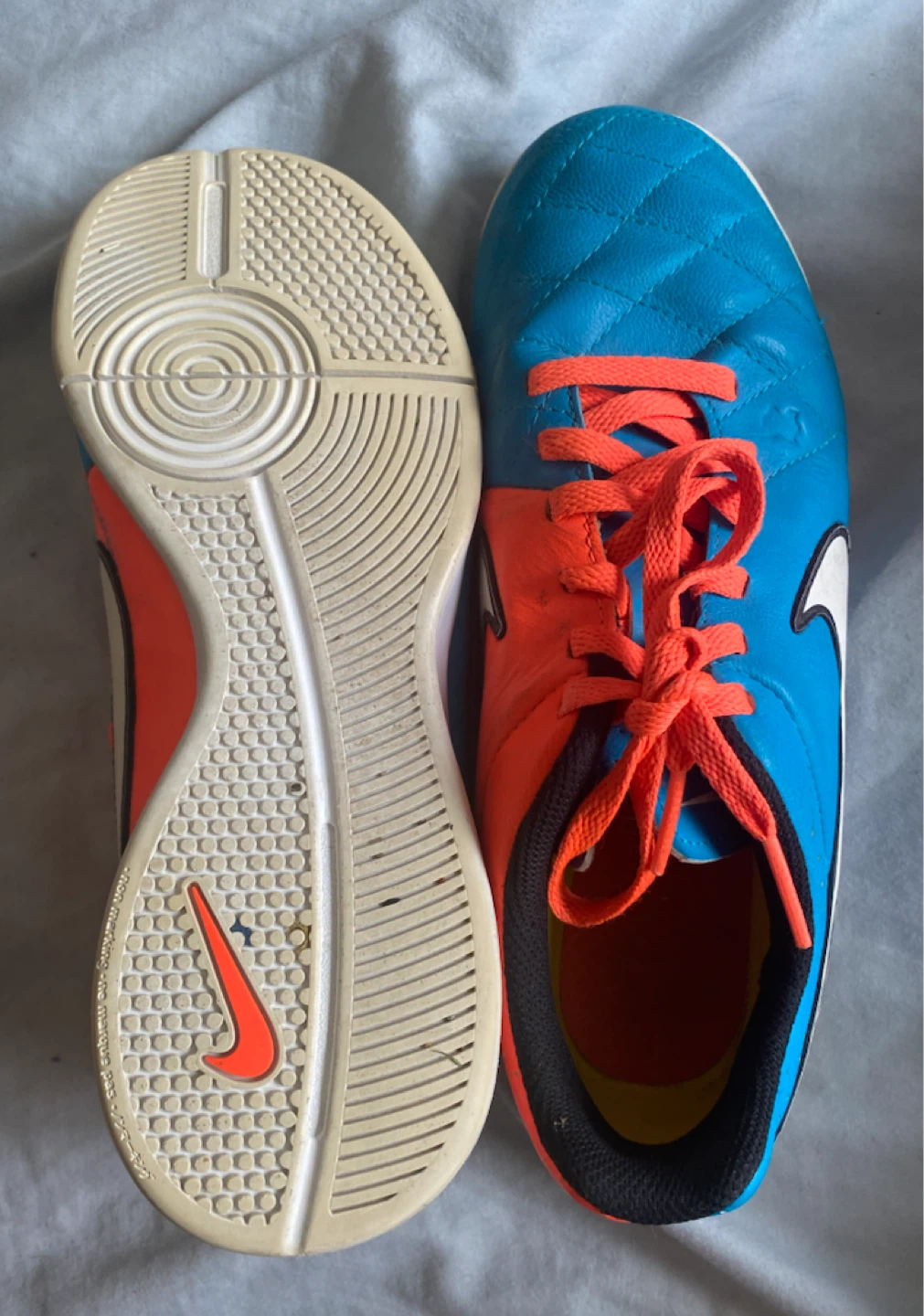 Nike Indoor Soccer Shoes Blue/Orange Youth Size 5Y - photo 2