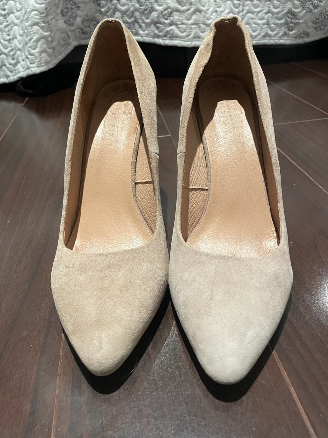 Beige Suede Block Heel Pumps - photo 2