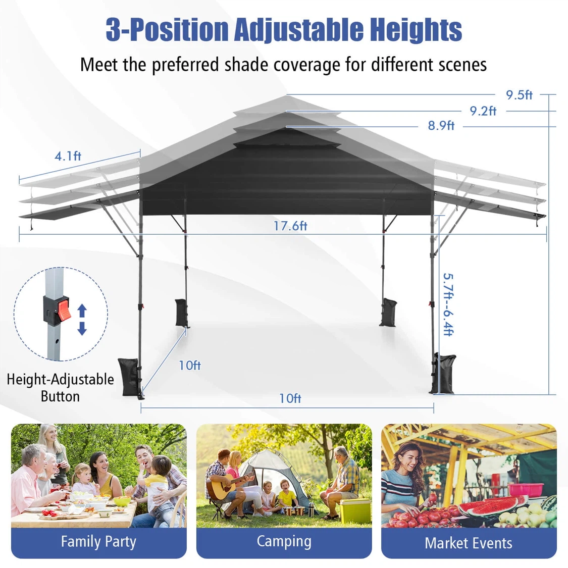 10'x17.6' Outdoor Instant Pop-up Canopy Tent - photo 5
