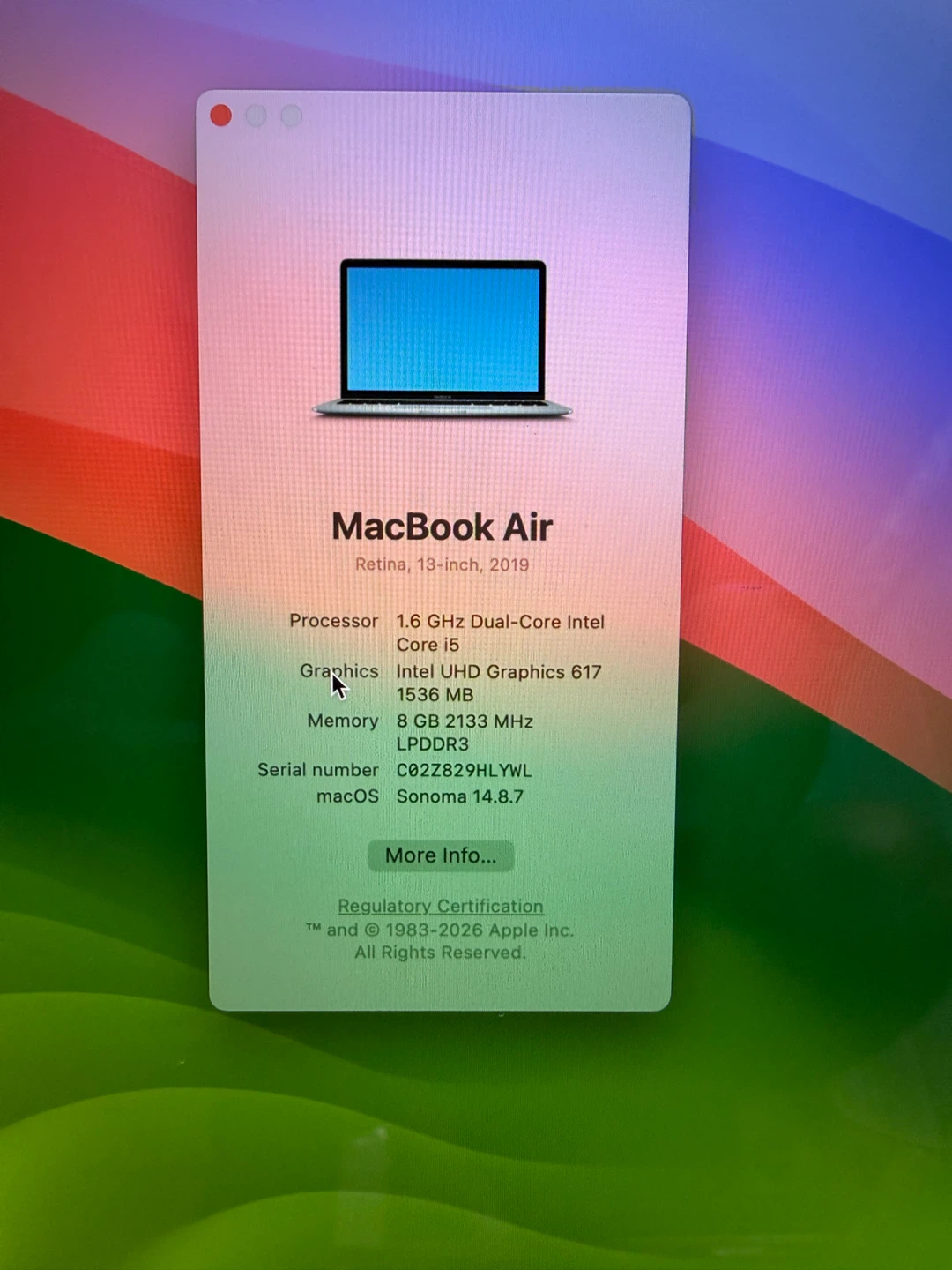 MacBook Air 2019 8GB RAM 128GB SSD - photo 2