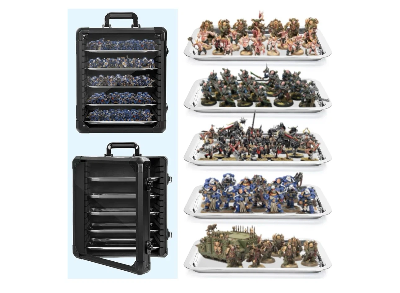 Black Miniature Display Case with 6 Shelves