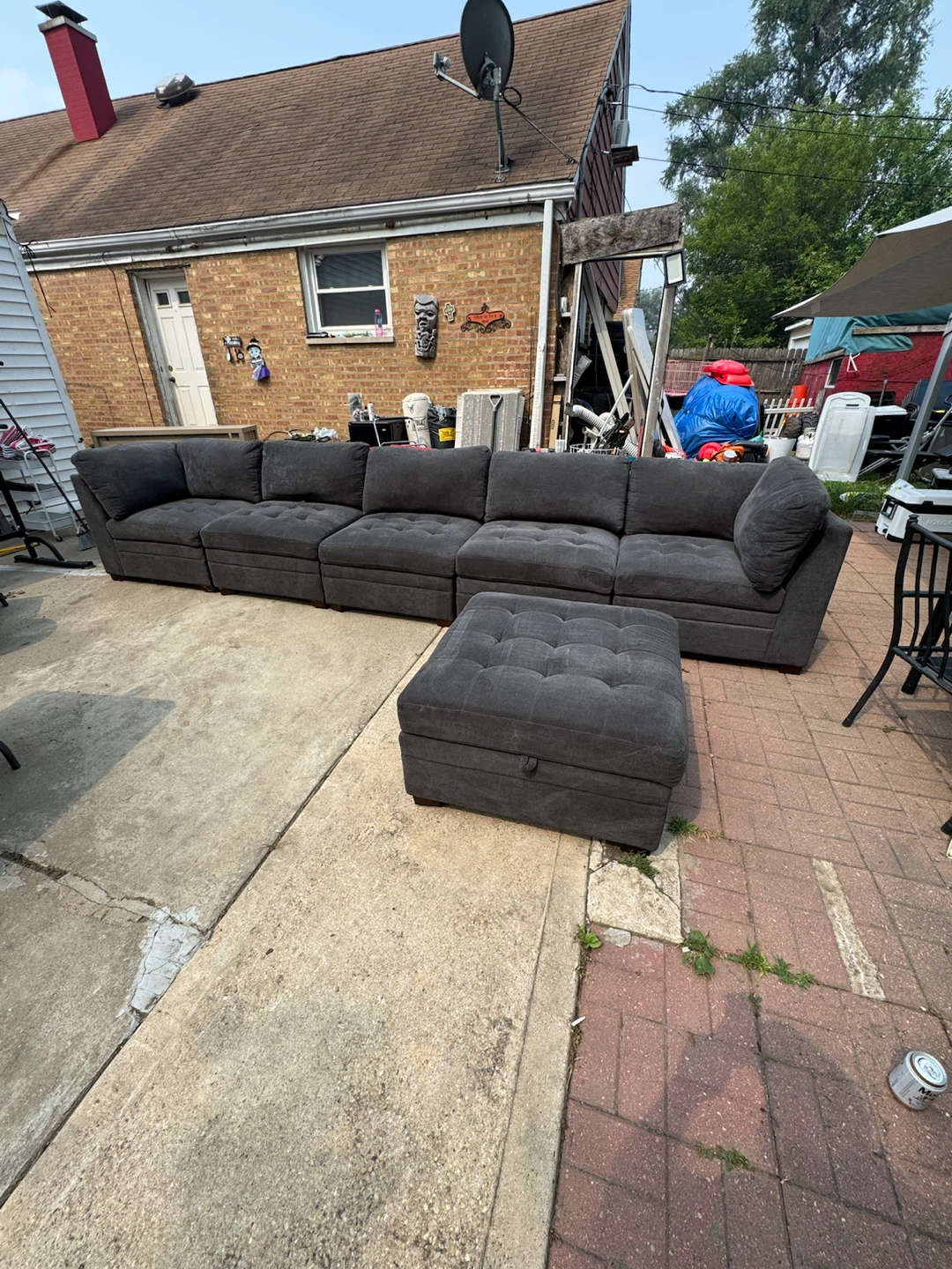 Thomasville Sectional Sofa with Storage Ottoman