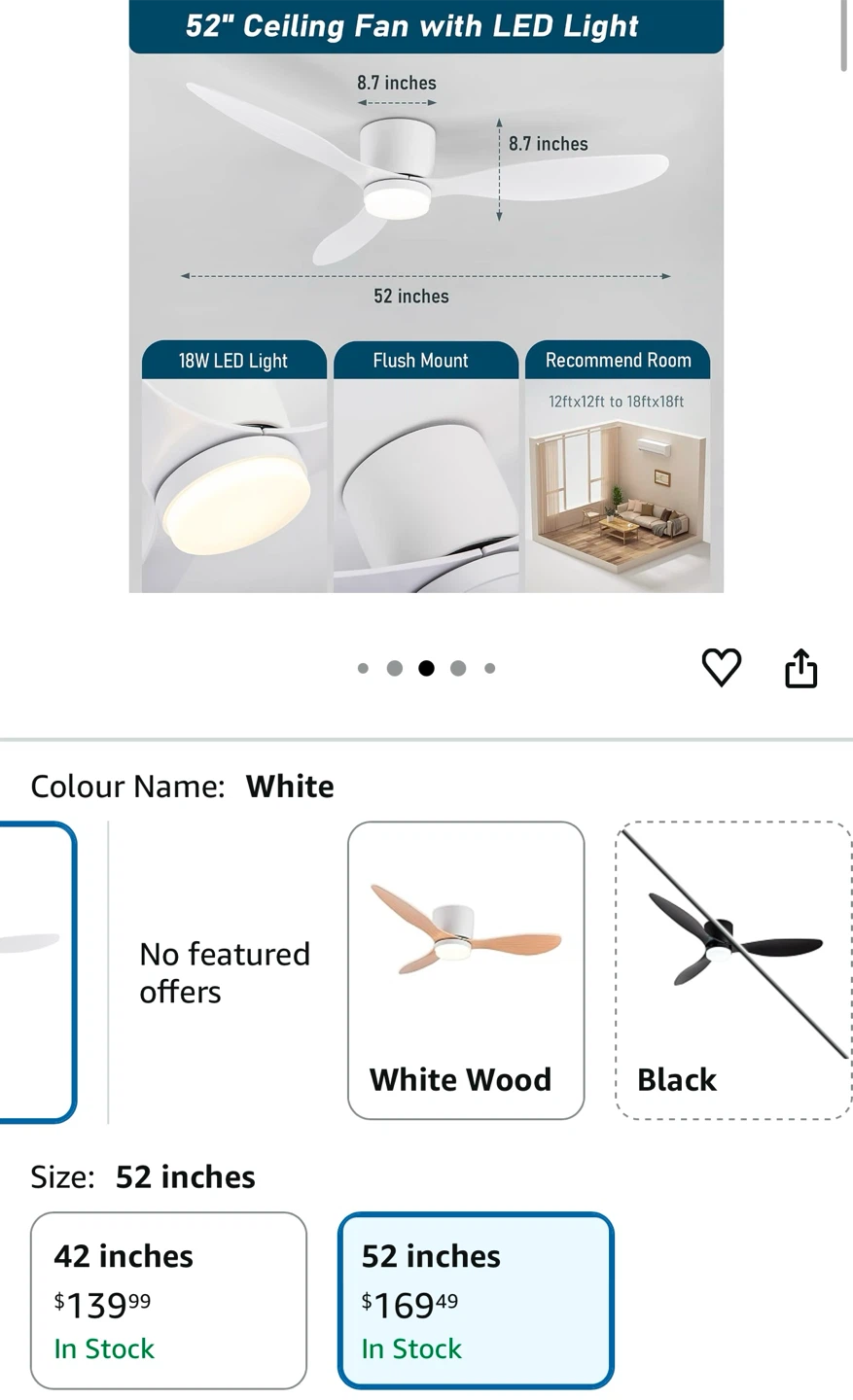 52" Ceiling Fan with LED Light - photo 2