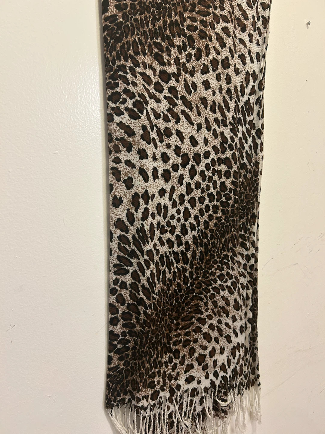 Leopard Print Scarf with Fringe