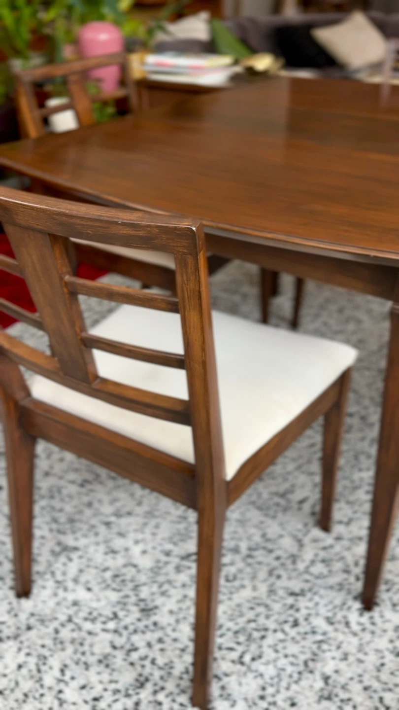MCM Walnut Expanding Dining Set | 4 Chairs + Table/2 leaves - photo 2
