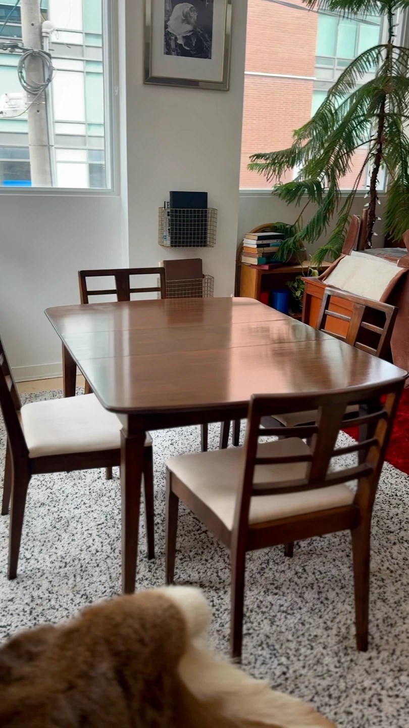 MCM Walnut Expanding Dining Set | 4 Chairs + Table/2 leaves - photo 3