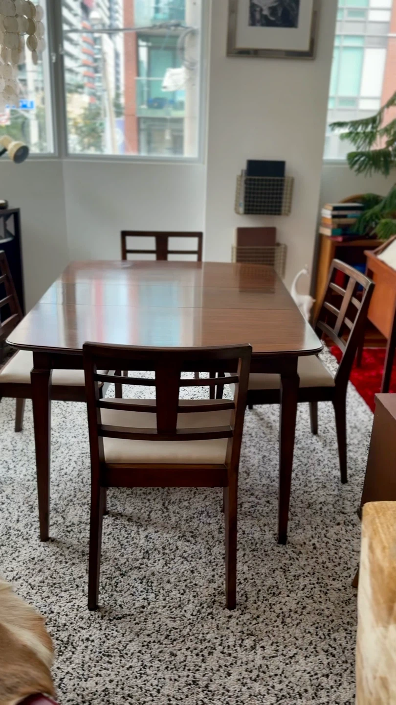 MCM Walnut Expanding Dining Set | 4 Chairs + Table/2 leaves - photo 4